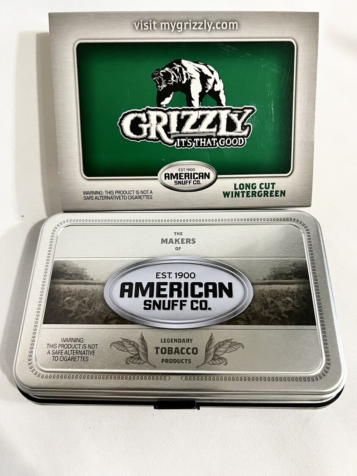 Grizzly Snuff  Collectors Tin Empty Complete with sleeve, felt insert, booklet