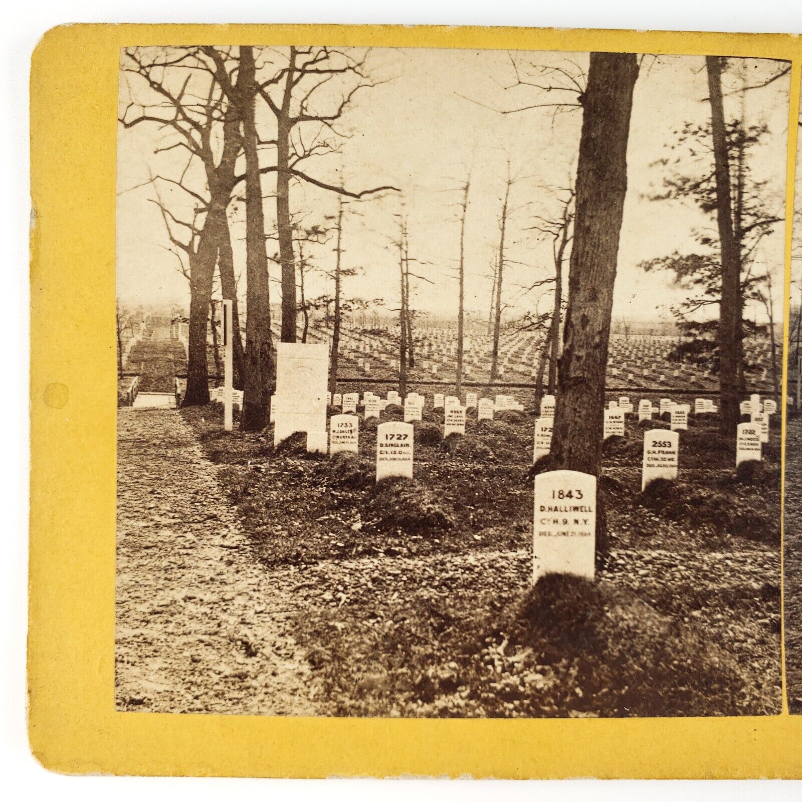 Arlington National Cemetery Graves Stereoview c1867 Virginia Civil War Men A2658