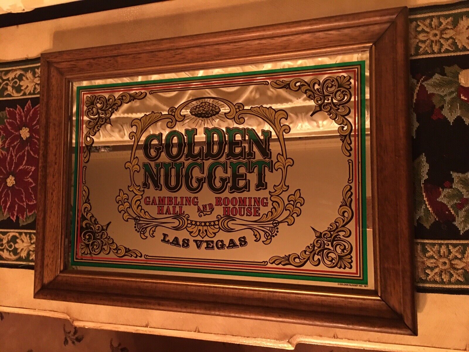 VTG Rare Golden Nugget Casino Gambling Hall Rooming House 1977 Las Vegas Mirror
