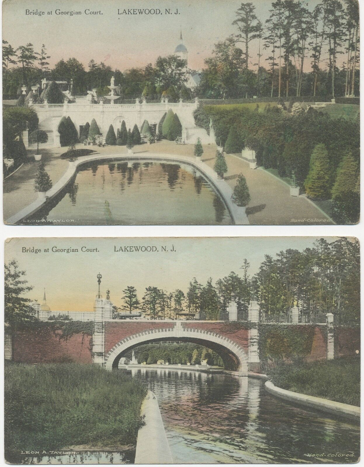 USA 1920 5 different VFU/superb handcoloured postcards (Leon A. Taylor) LAKEWOOD