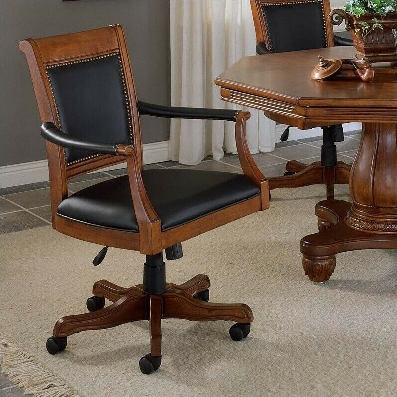 Hillsdale Furniture Kingston Wood Caster Chair in Medium Cherry