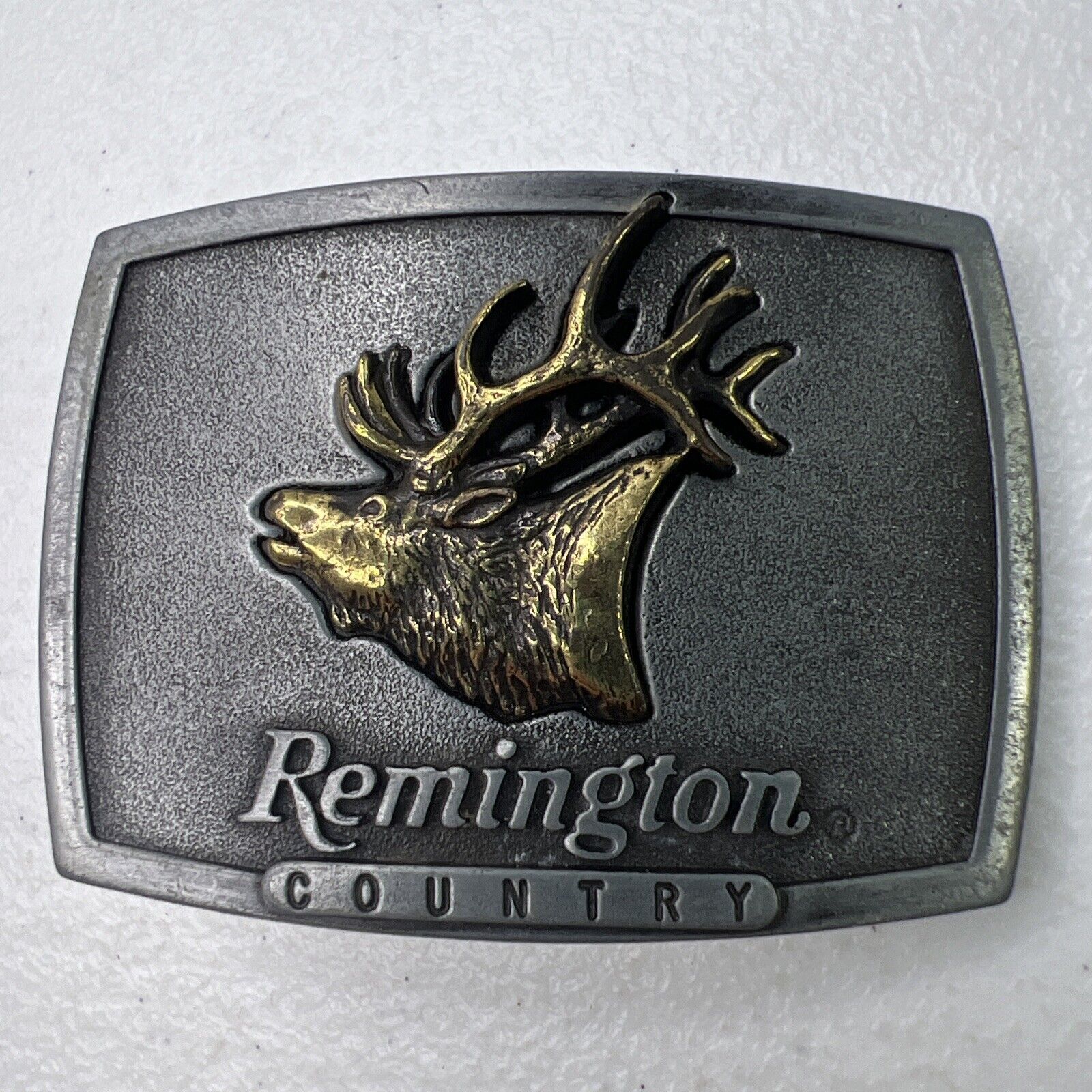 Vintage 1986 Remington Country Bugling Elk Belt Buckle Sculpted by Sid Bell