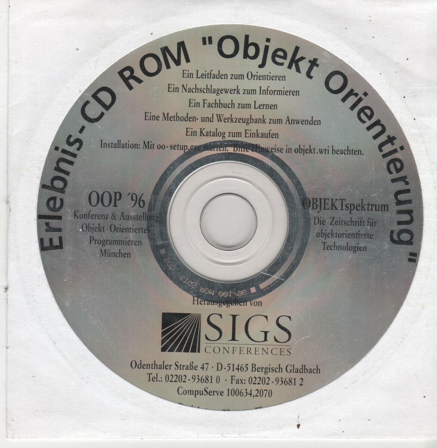 ITHistory (1996) IBM Software: OBJEKT ORIENTIERUNG SIGS Conferences German CD