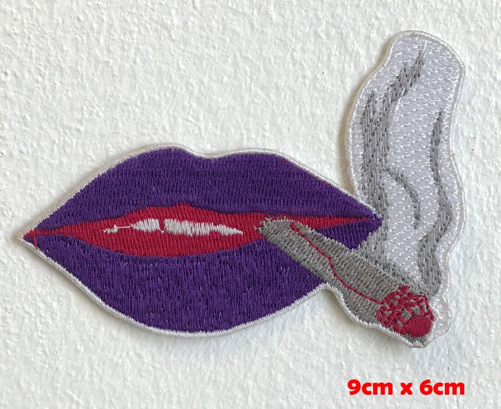 Smoking Lips sexy purple Iron Sew on Embroidered Patch #1603
