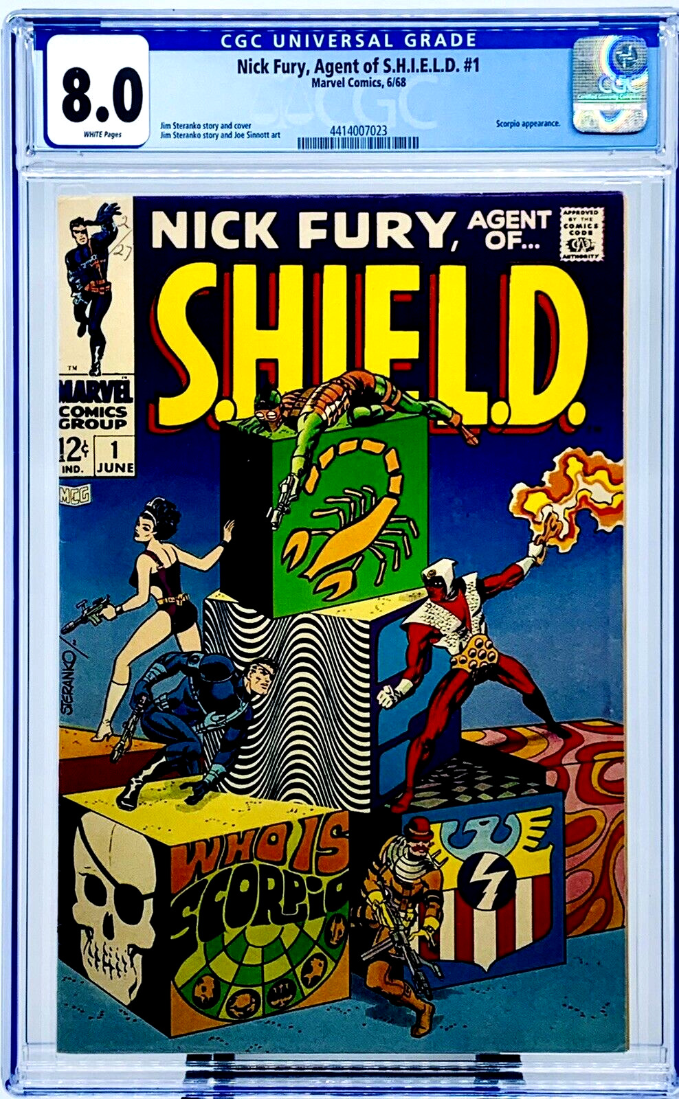 NICK FURY AGENT of SHIELD #1 CGC 8.0 WHITE PAGES 1968 Steranko JUST GRADED