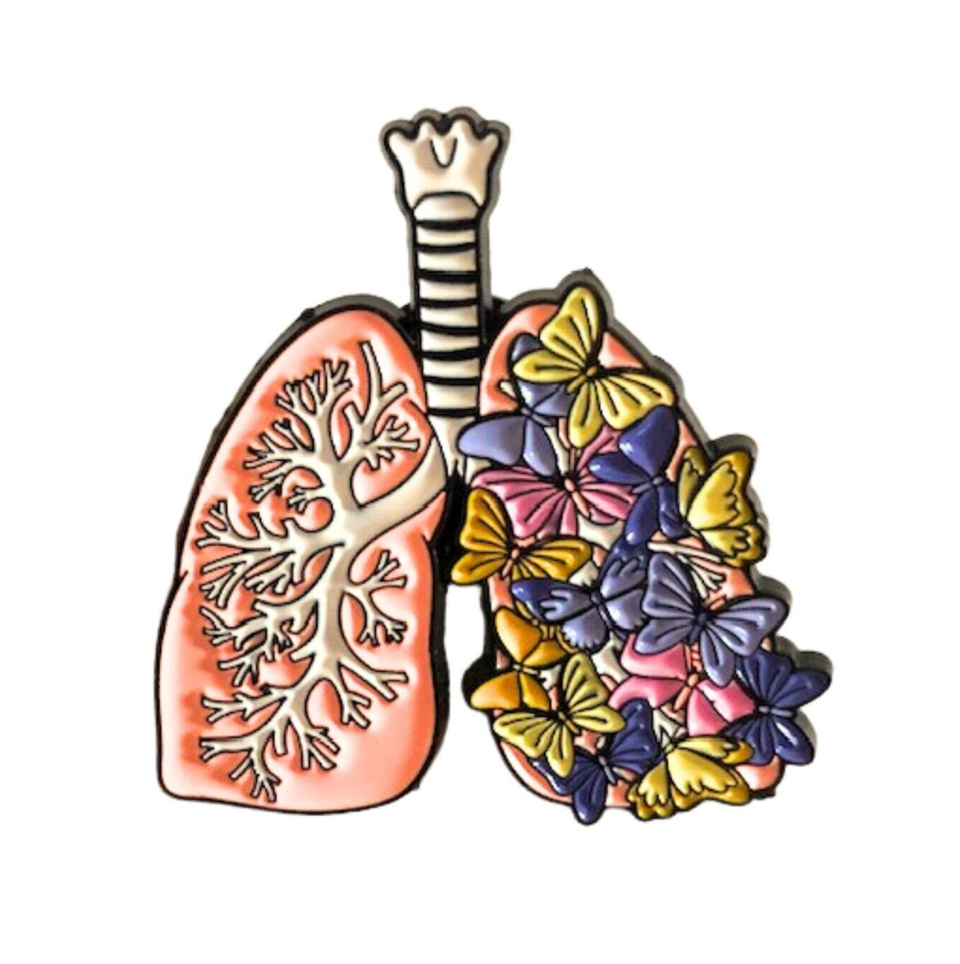 Lung Enamel Pin, Soft Enamel Lung Butterfly Pin, Gift for Lung Cancer Asthma