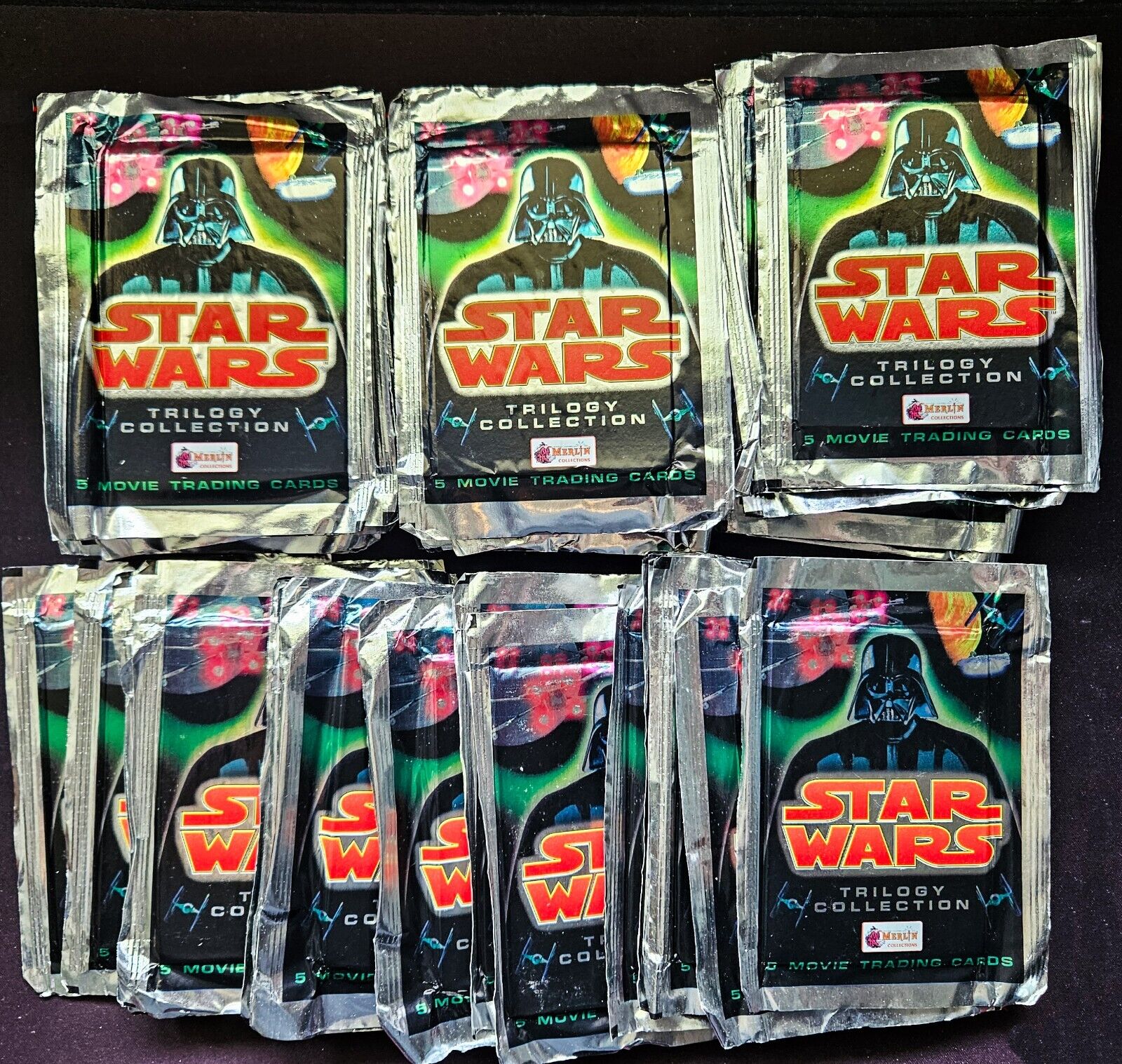 STAR WARS 1997 Merlin Collection Trilogy 5-Card Factory Sealed - 50 Packs