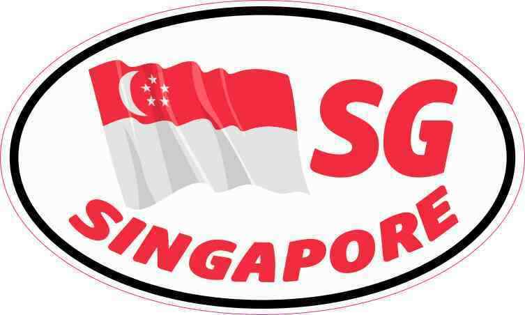 5X3 Oval SG Singapore Flag Sticker Vinyl Cup Travel Car Truck Luggage Case Decal