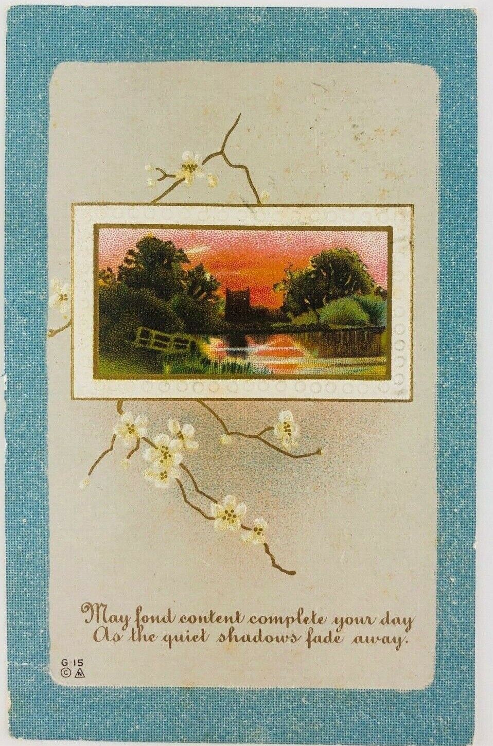 Vintage Greeting Postcard May Fond Content Complete Embossed Dogwood 1912