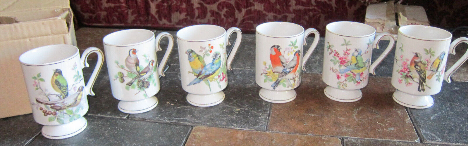 Vintage Tundra Imports Japan Bird Motif Coffee Tea Mugs Set of 6  NEW NIB Jafco