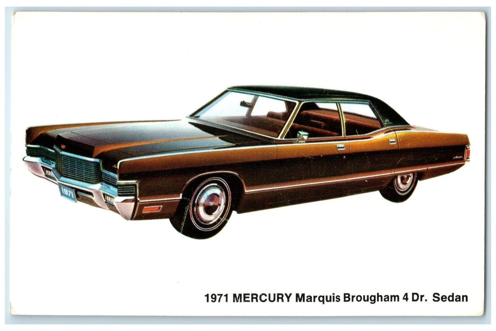 c1971 1971 Mercury Marquis Brougham 4 Dr. Sedan Waupaca Wisconsin Postcard