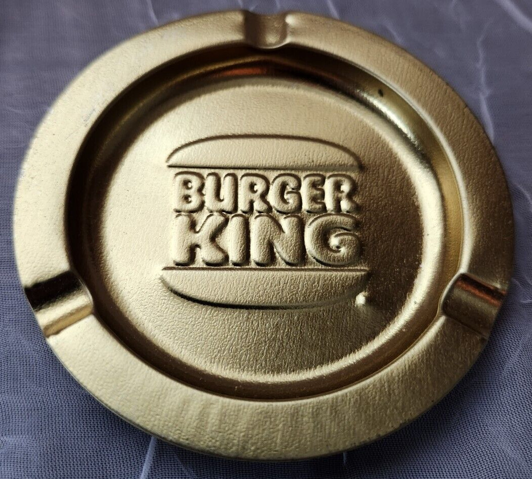 Ashtray Vintage Burger King Fast Food Restaurant Collectible Antique Gold Metal