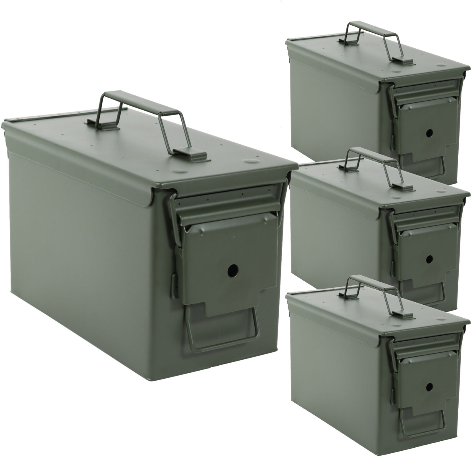 Redneck Convent Metal Ammo Storage Box 4pk - .50 Cal Green Locking Steel Can