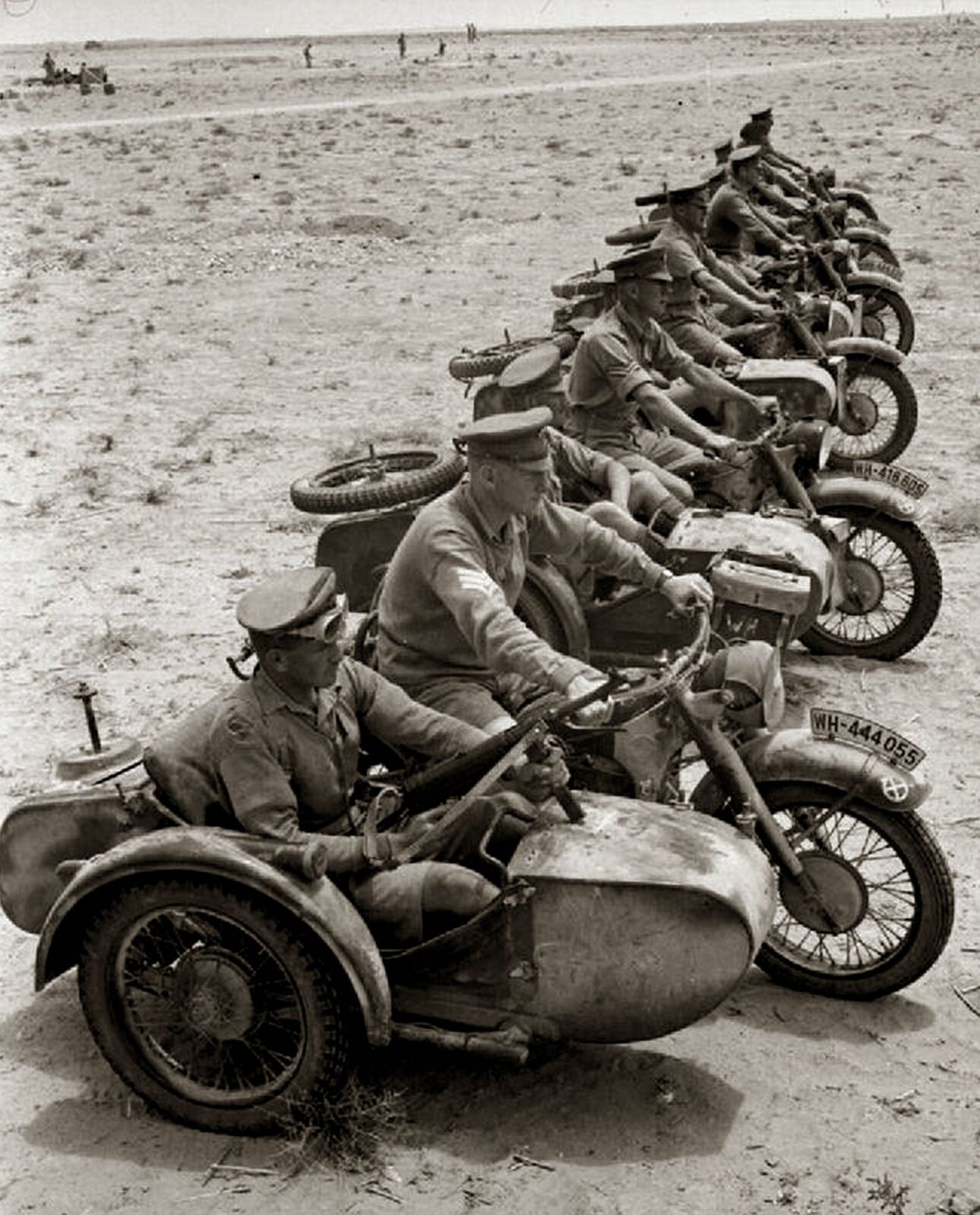 1941 BRITISH ARMY in NORTH AFRICA Photo on Captured German MOTORCYCLES (219-C)