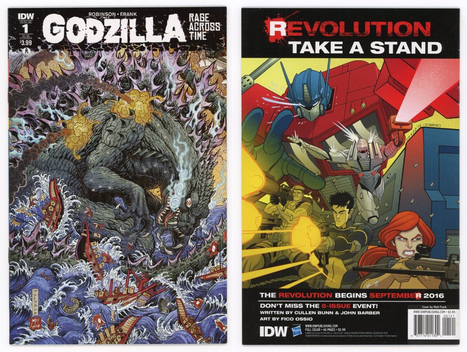 Godzilla Rage Across Time #1 (VF/NM 9.0) Matt Frank SUB Cover Variant 2016 IDW