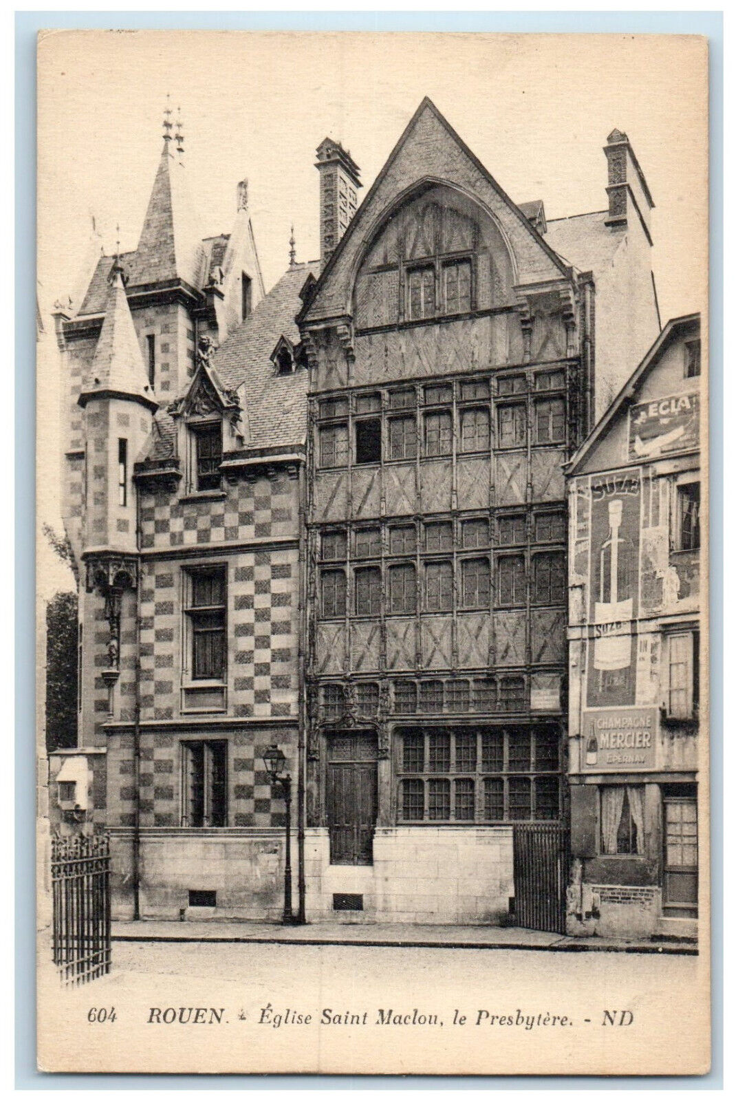 c1910 Saint Maclou Church Presbyterian Rouen France Mercier Champagne Postcard