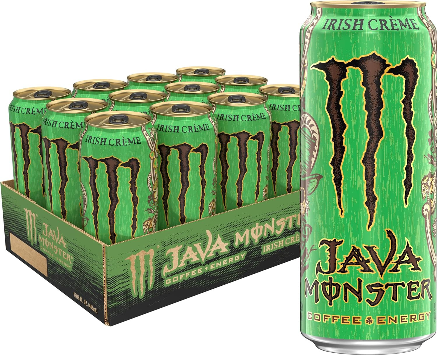 Java Monster Irish Creme, Coffee + Energy Drink, 15 Ounce Pack of 12