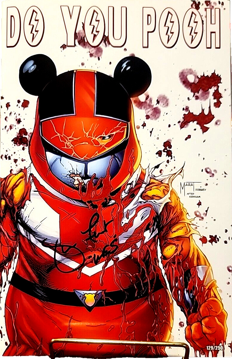 Do You Pooh Red Power Ranger Battle Damage 129/250 Signed by Jason Faunt Variant