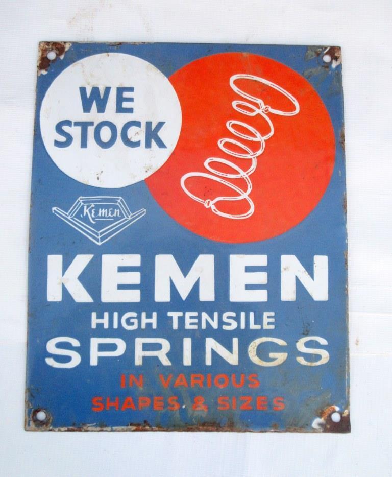 Vintage Old Rare Collectible Kemen Springs Stock Ad Porcelain Enamel Sign Board