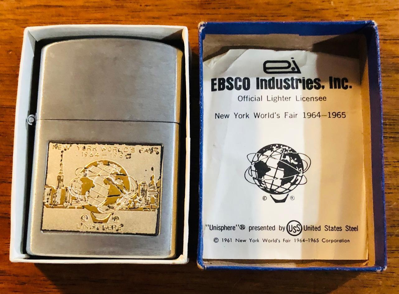 Vintage 1964-1965 Unisphere New York World's Fair Alco Lighter Ebsco NEW w/Box