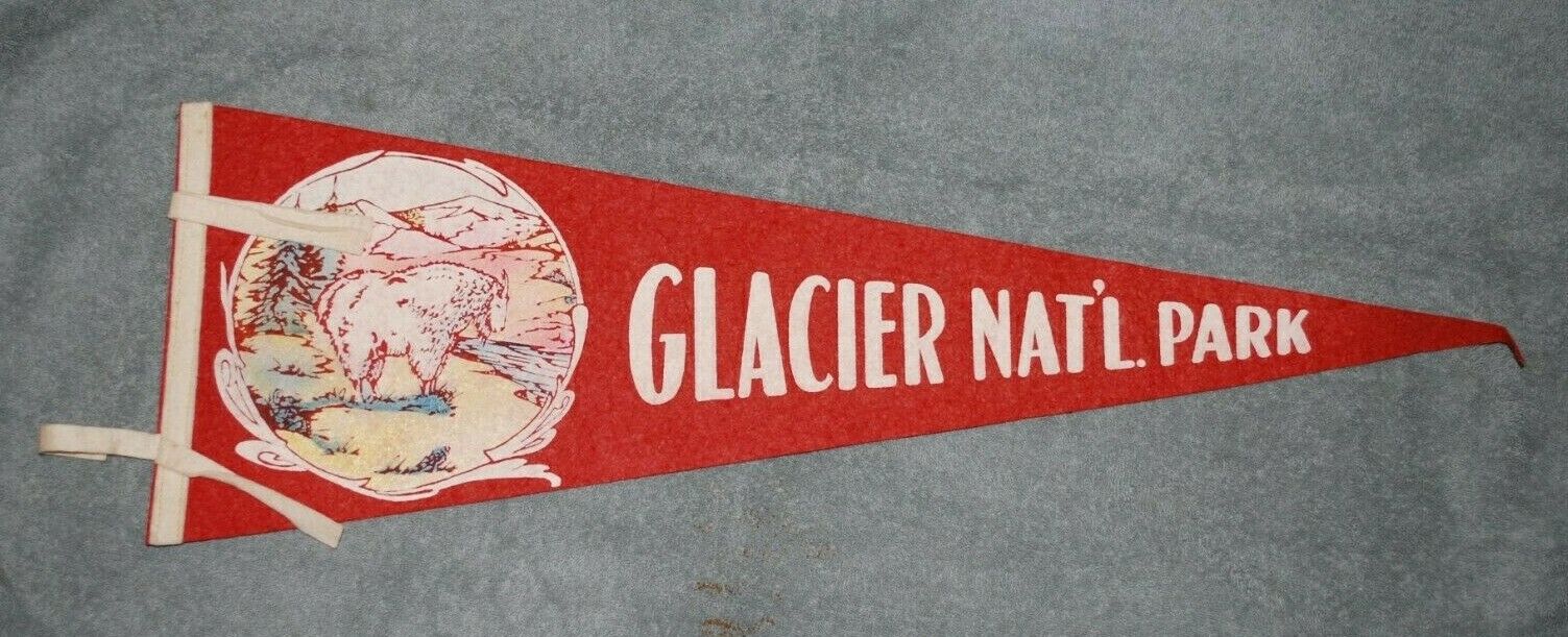 vintage GLACIER NATIONAL PARK souvenir Pennant  1949   Montana