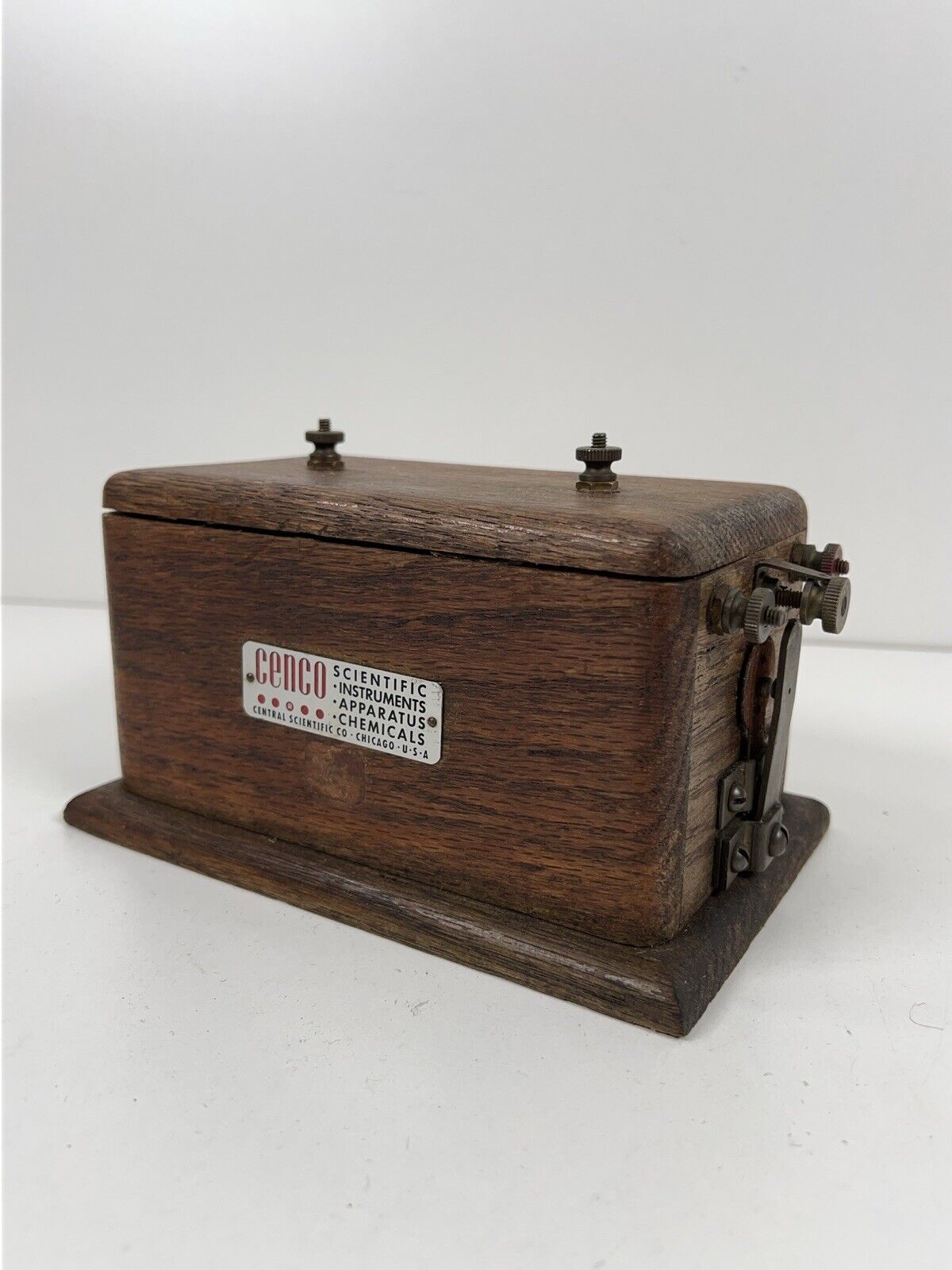 Antique Vtg Cenco Central Scientific Co Spark Induction Coil Pack Oak Box 1920's