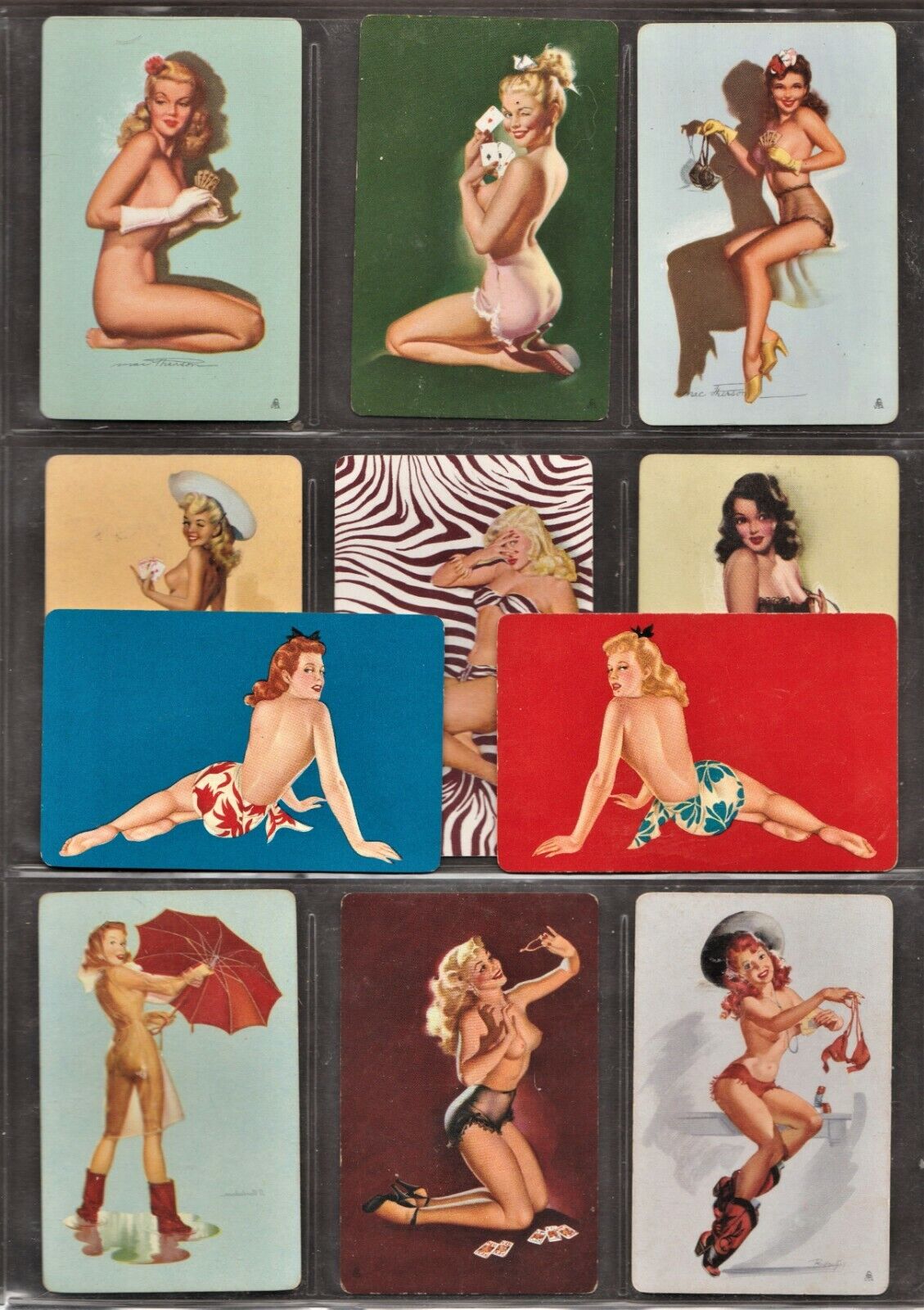 11 Vintage Mixed Artists Pinup Playing Cards Mint to Good 1940s 1960s Sexy GGA 