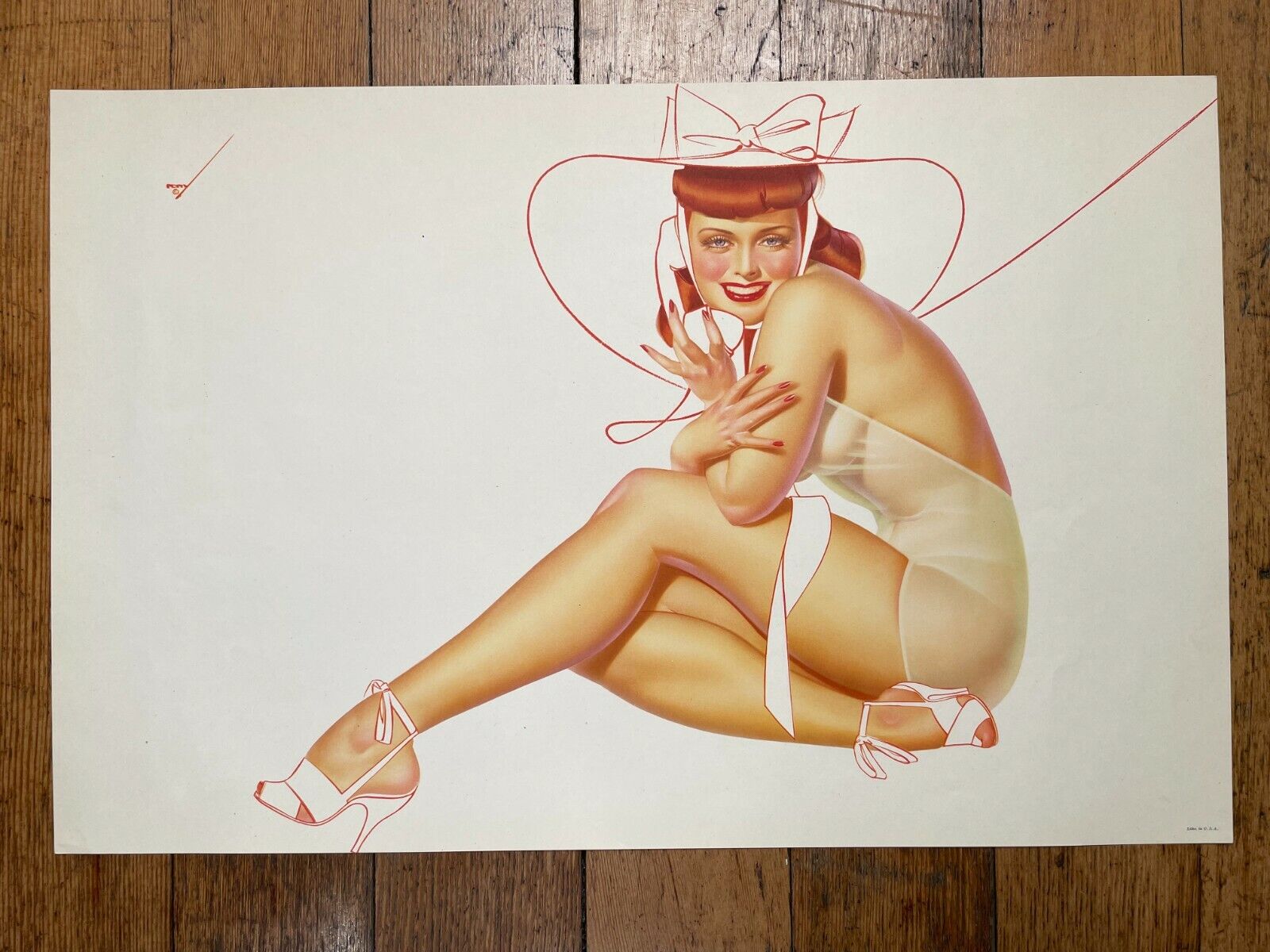 1950s Pinup Girl Poster The Petty Girl --Red Head on Phone