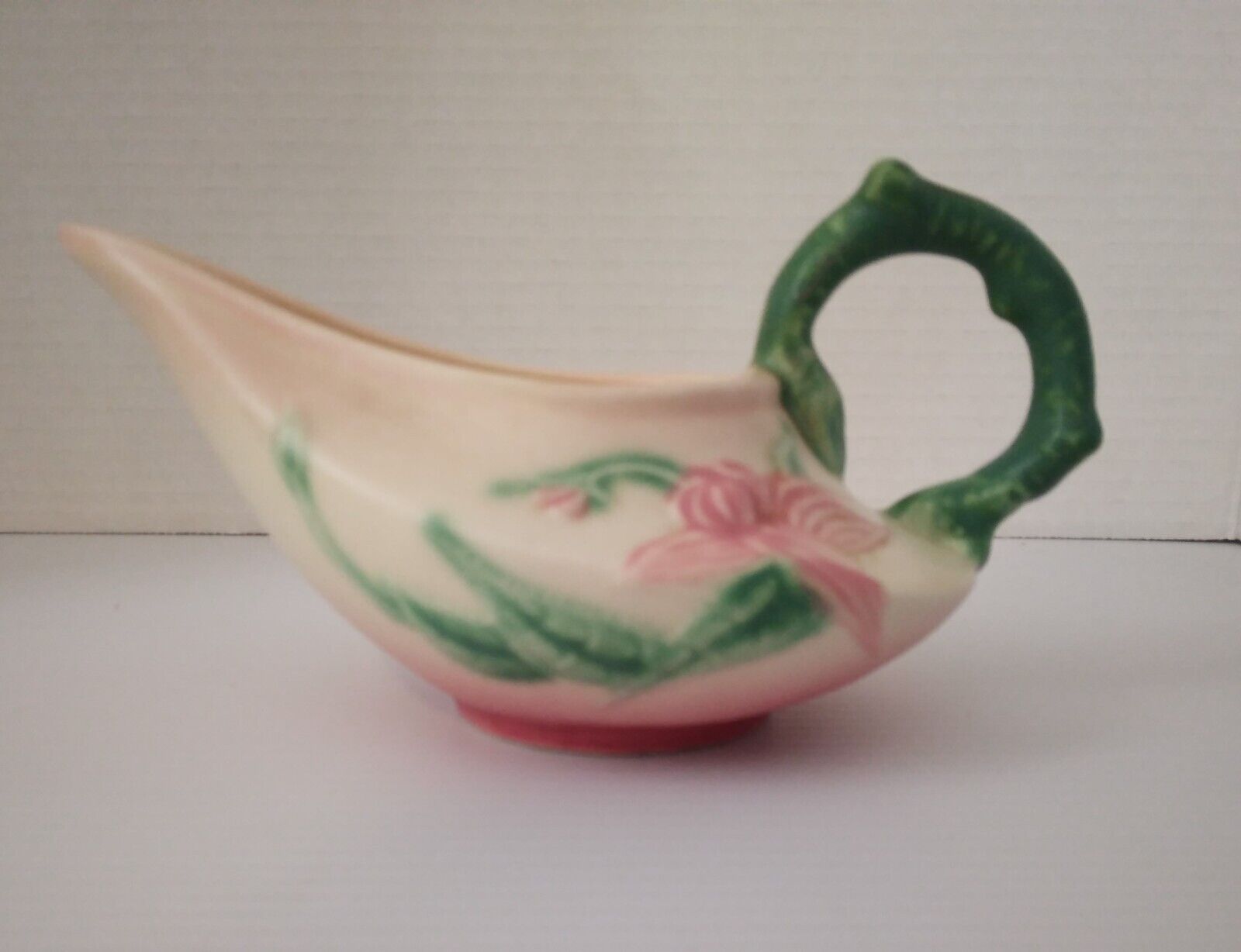 Vintage 1950s Hull Pottery W27 Woodland Green Pink Creamer
