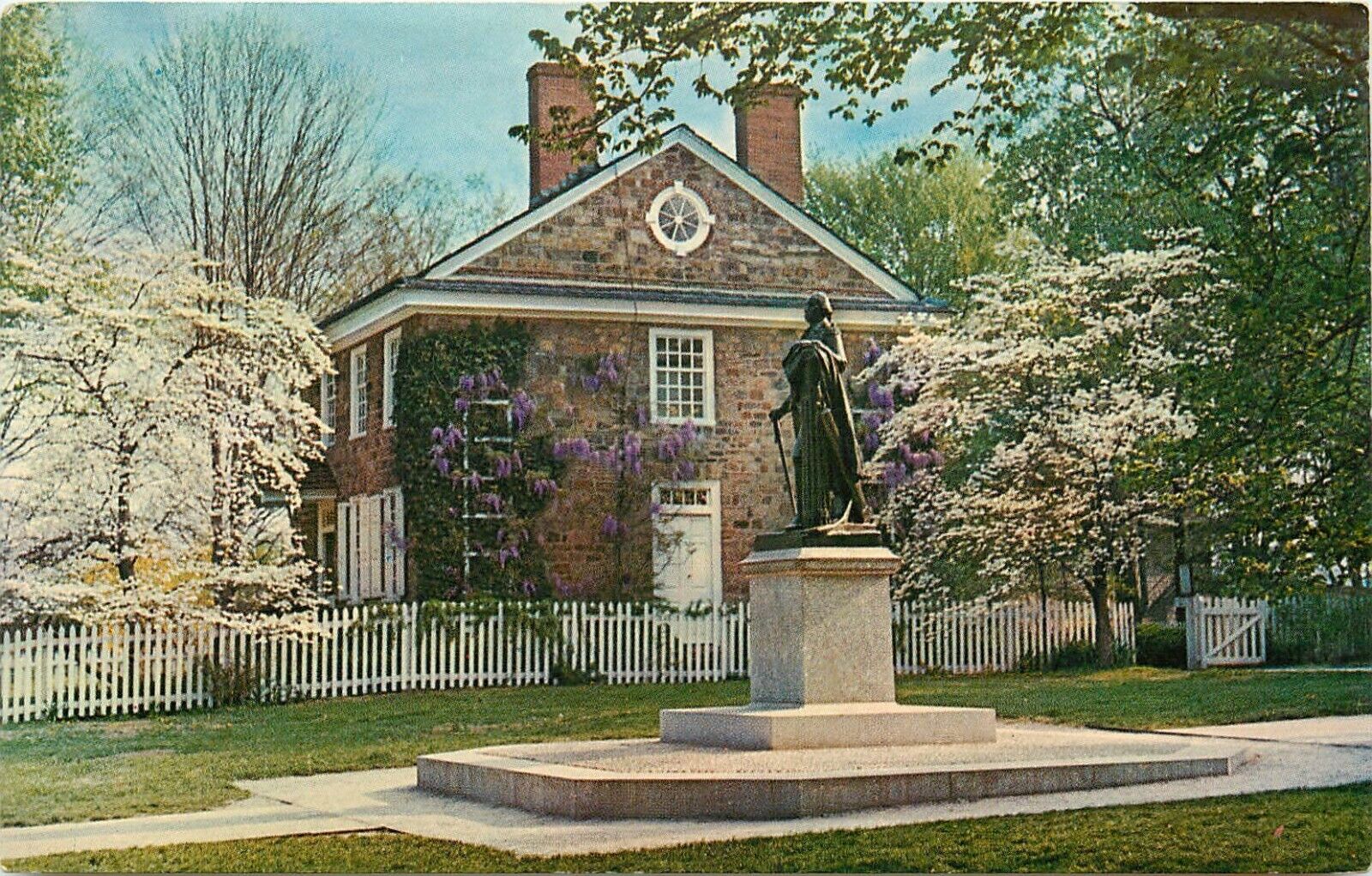 Valley Forge Park Washington Headquarters Statue Pennsylvania PA Postcard