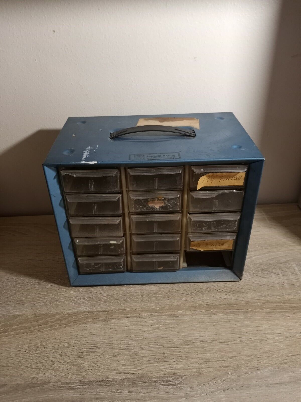 Vintage 15 Drawer Metal Akro Mills Small Storage Organizer Cabinet missing 1