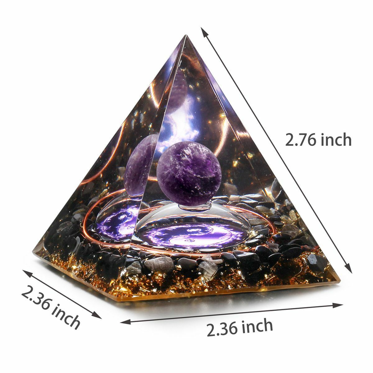 USA Amethyst Crystal Pyramid Sphere Orgonite Obsidian Chakra Energy Orgone Stone