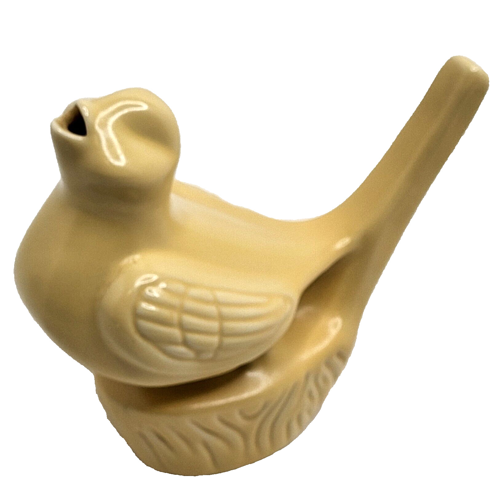 Topla Yellow Canary Bird Open Mouth Singing Figurine Matte Glaze Ceramic Signed