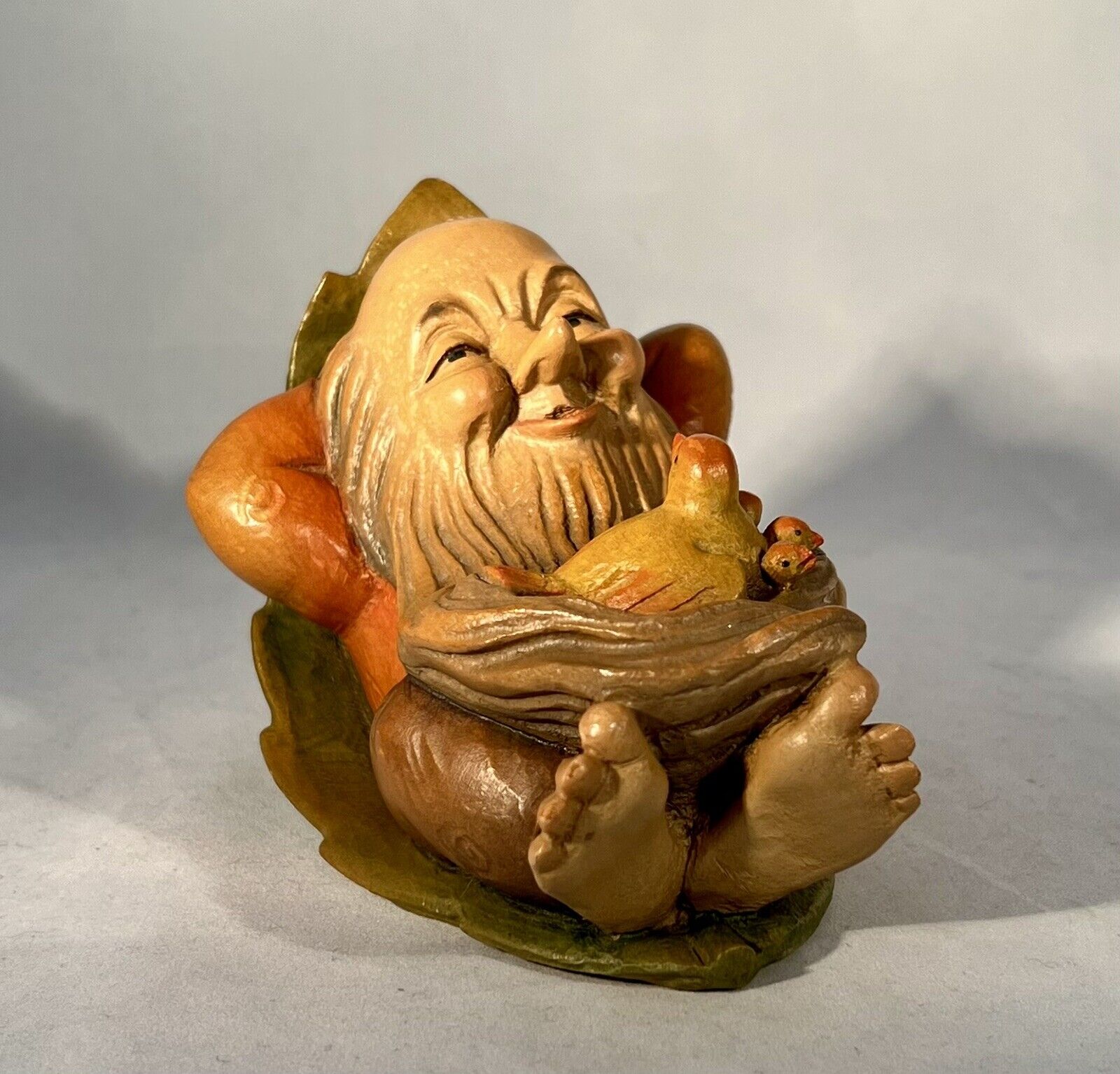 Anri Hand Carved The Happy One The Little Folks of the Salvans Italy 7”Vtg Troll