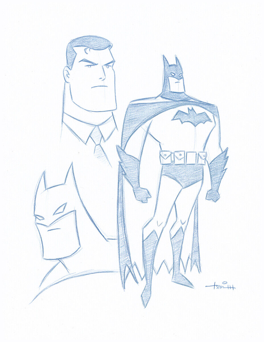 Batman - Bruce Wayne Convention Blue Line Sketch by Batman Animator-Art Drawing