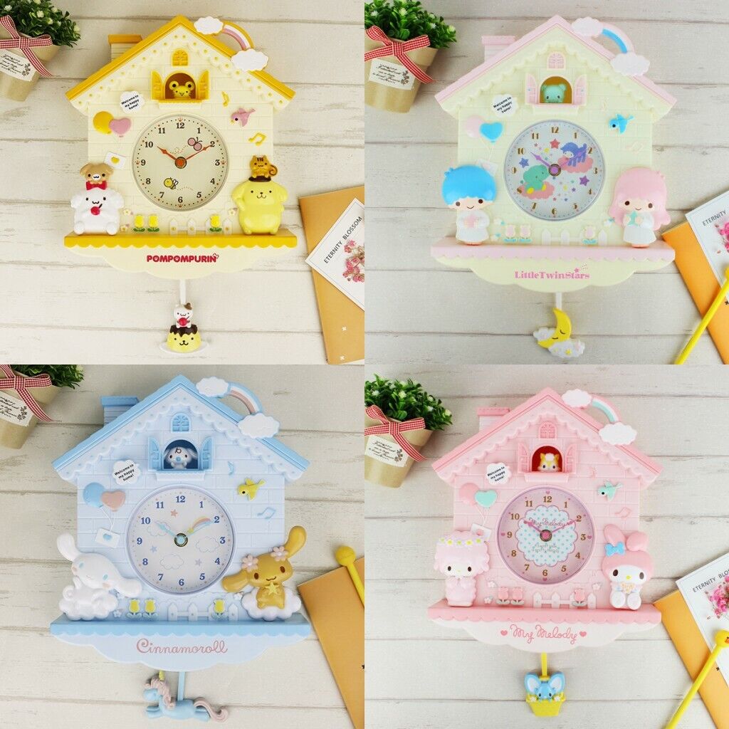 Pom Pom Purin Melody Plastic House Glass Mirror Wall Clock BedroomDecor 1PC Gift