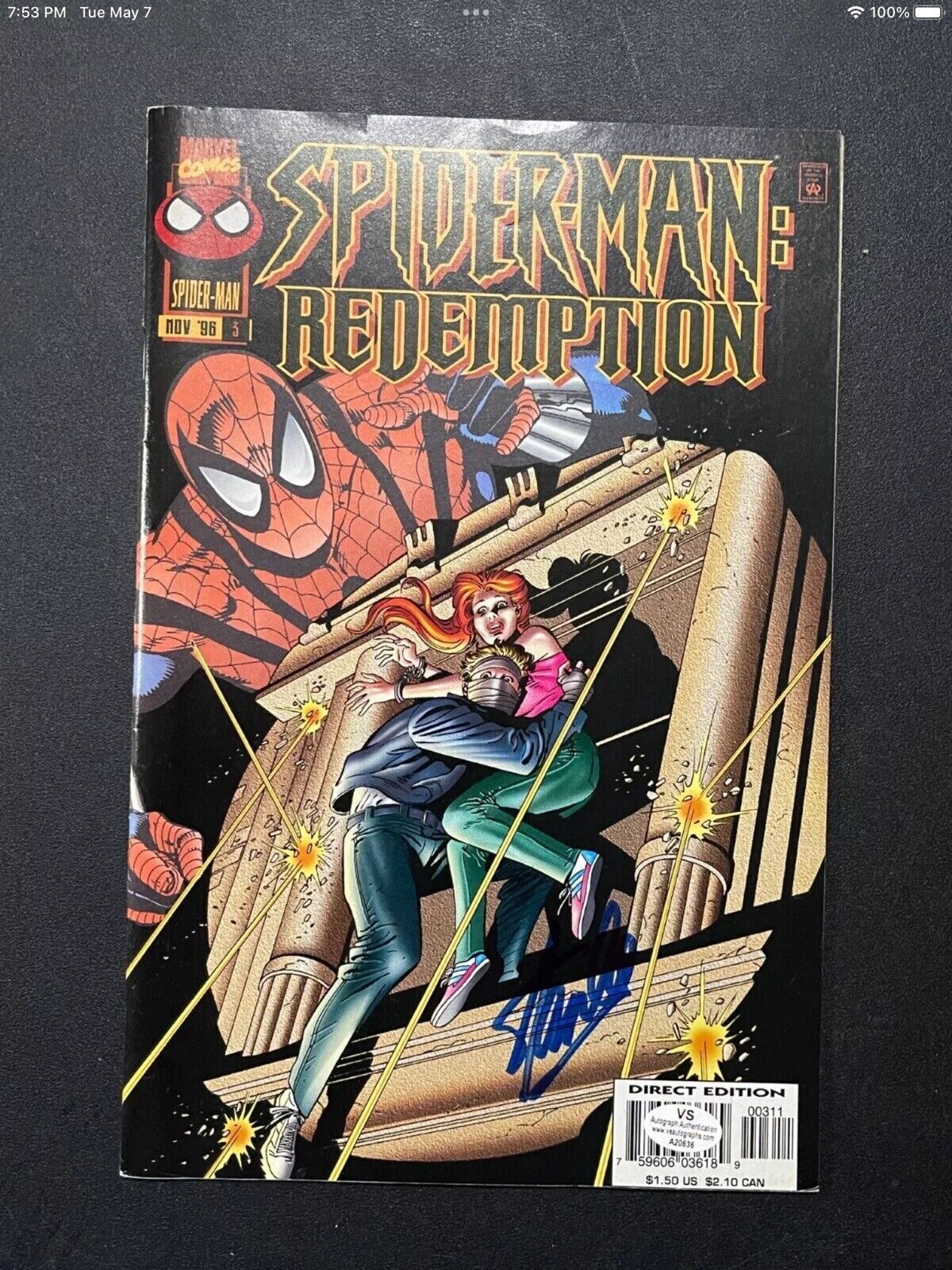 Spider-Man Redemption #3 Signed By Stan Lee W/COA. Venom Carnage Marvel