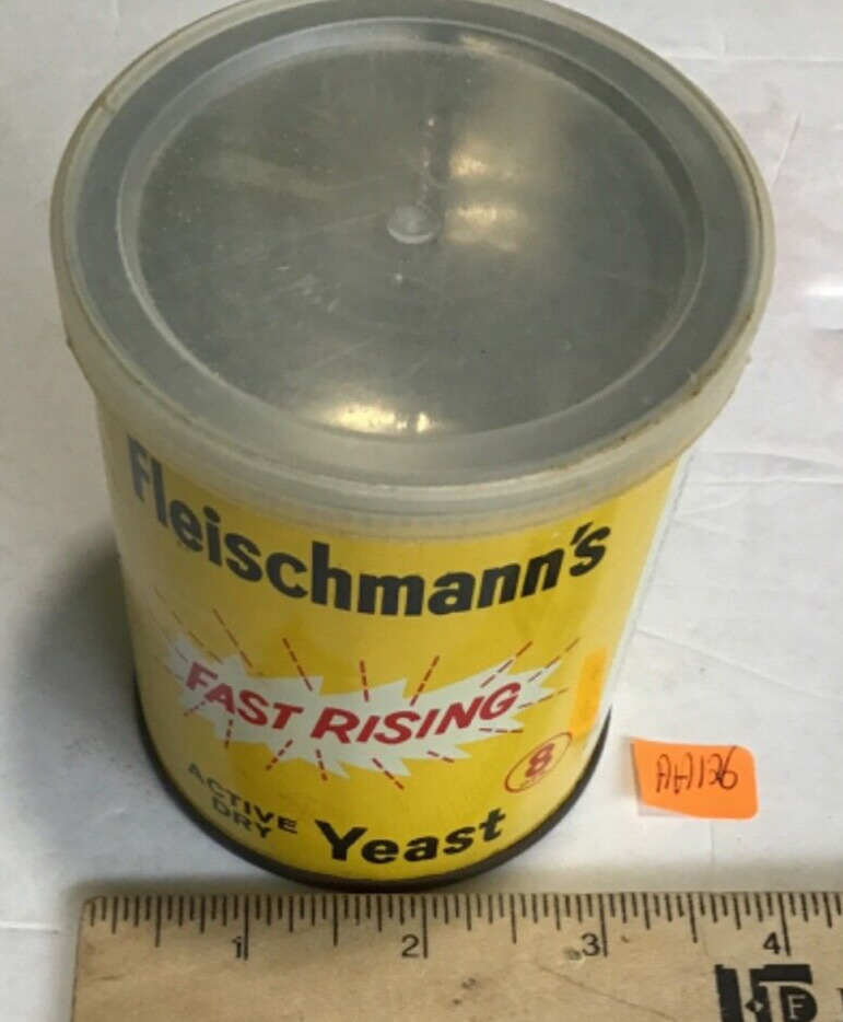 AA126 Vintage 1974 Empty Fleischmann's Fast Rising Active Dry Yeast Tin Can