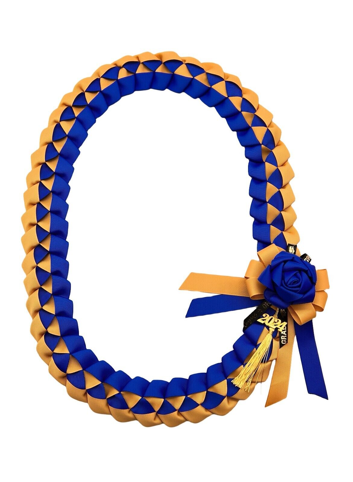 Grosgrain Ribbon Graduation Leis-Royal Blue &GoldSchool Colors 