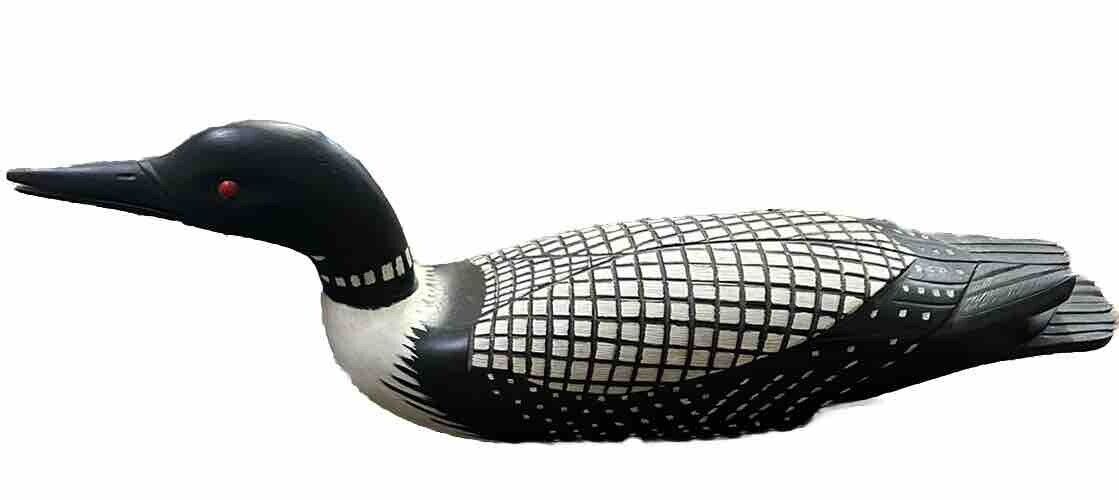 Vintage Hand Carved and Painted  Wooden Loon 24” Signed JF