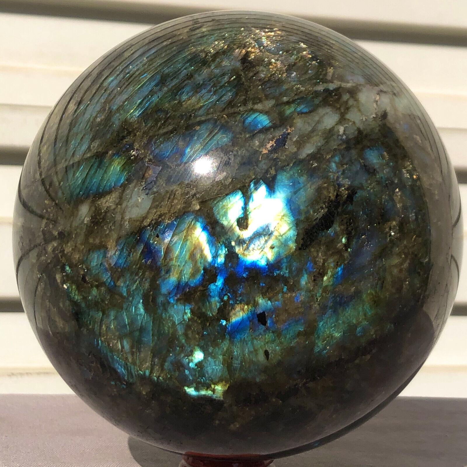 7.18lb  Natural labradorite ball rainbow quartz crystal sphere gem reiki healing