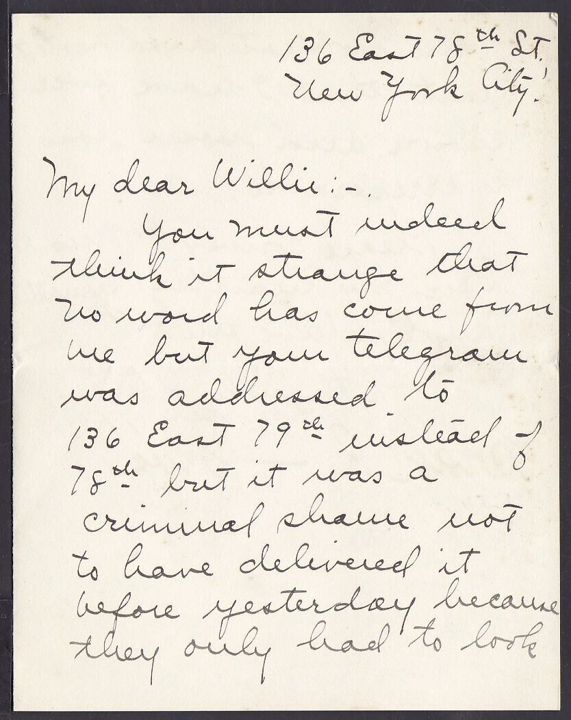 1919 Sarah Duff  signed letter vocal teacher Garden, Nielsen, Fremstad