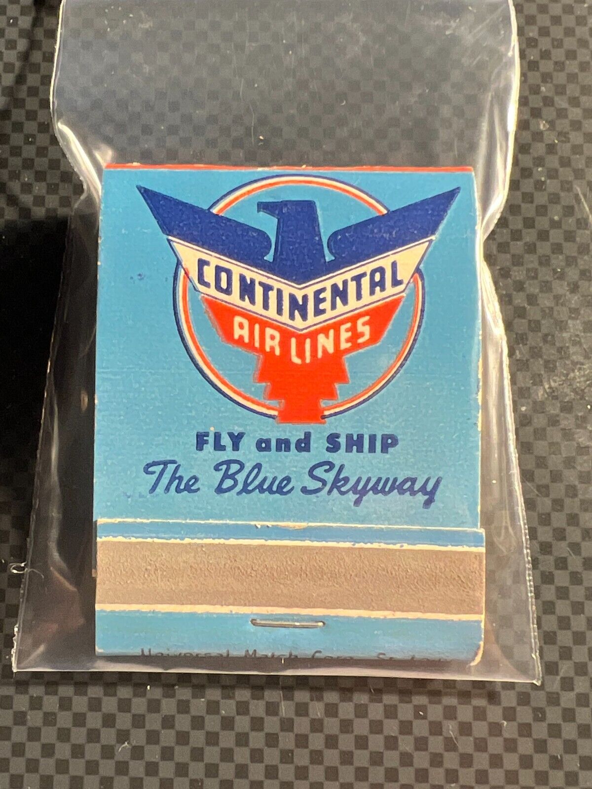 VINTAGE MATCHBOOK - CONTINENTAL AIR LINES - THE BLUE SKYWAY - PHILLIPS UNSTRUCK