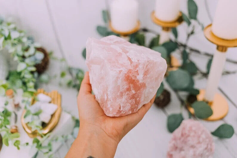 JUMBO Rose Quartz Natural Raw Crystals - Choose Size Huge Chunks (Love Stone)