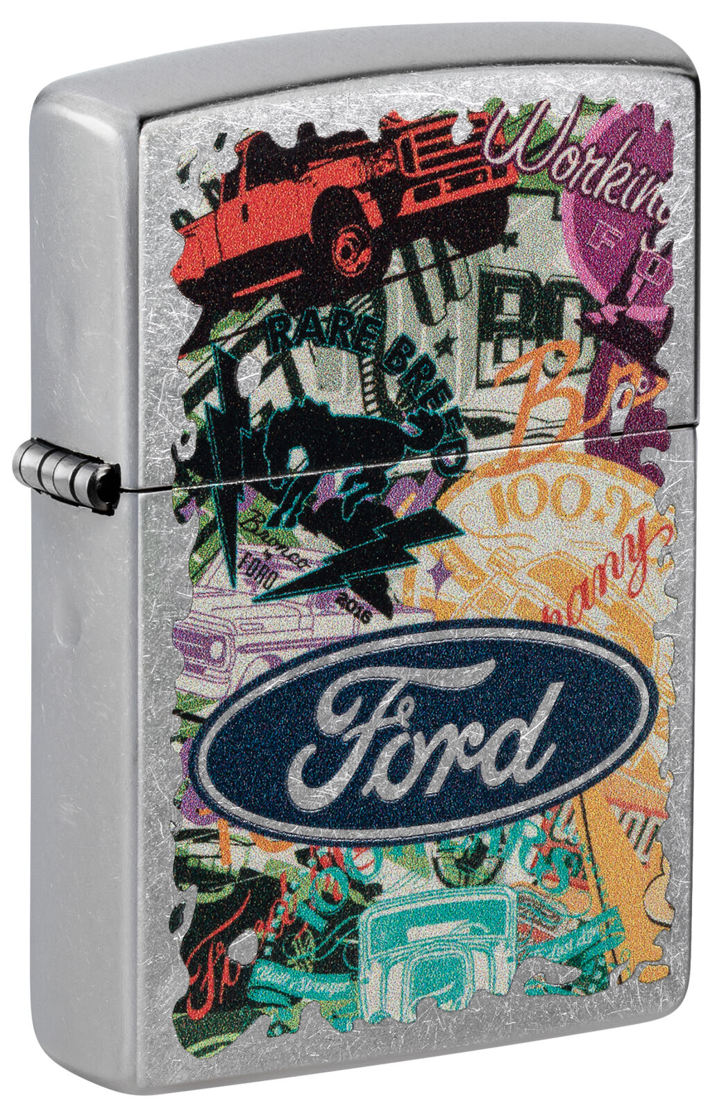 Zippo Ford Collage Street Chrome Windproof Lighter, 48755