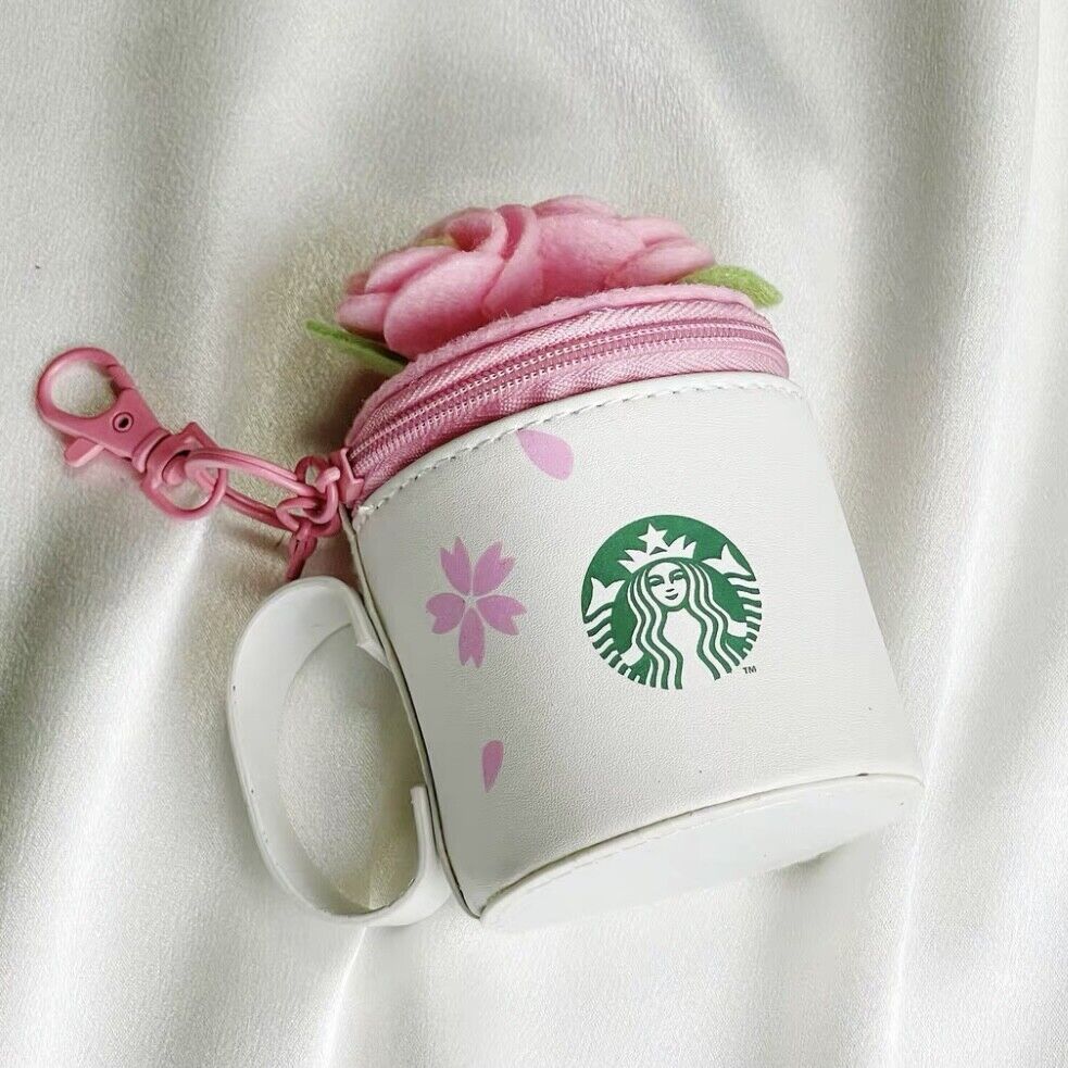 Starbucks Sakura Pink/Black Coin Purse Mini Cute Cup Bag Keychain Earphone Bag