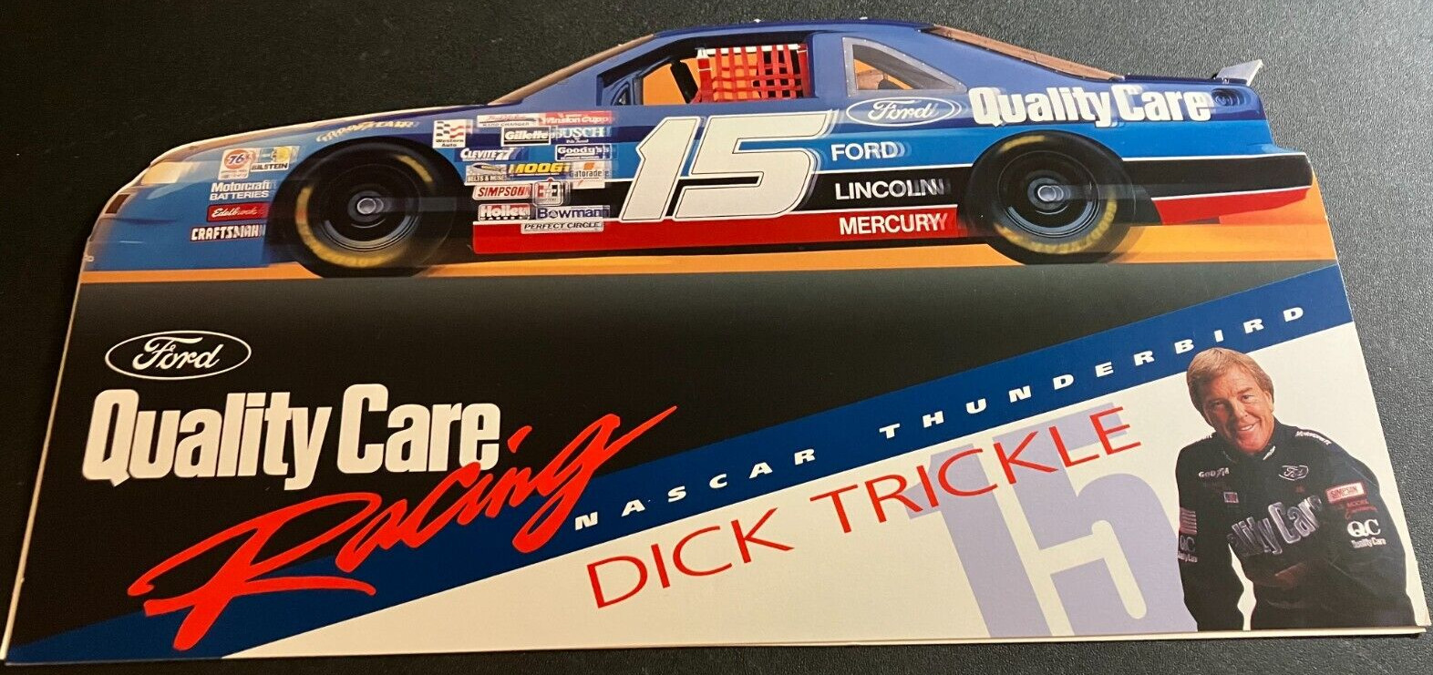 1995 Dick Trickle #15 Quality Care Ford T-Bird - Vintage 2-Page NASCAR Brochure