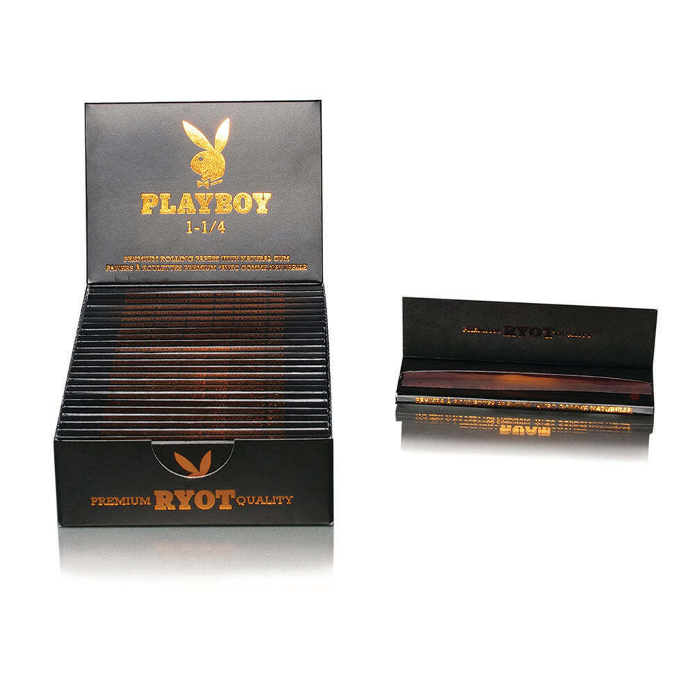 25PC DISP - Playboy x RYOT Rolling Papers - Rose Gold / 1 1/4\