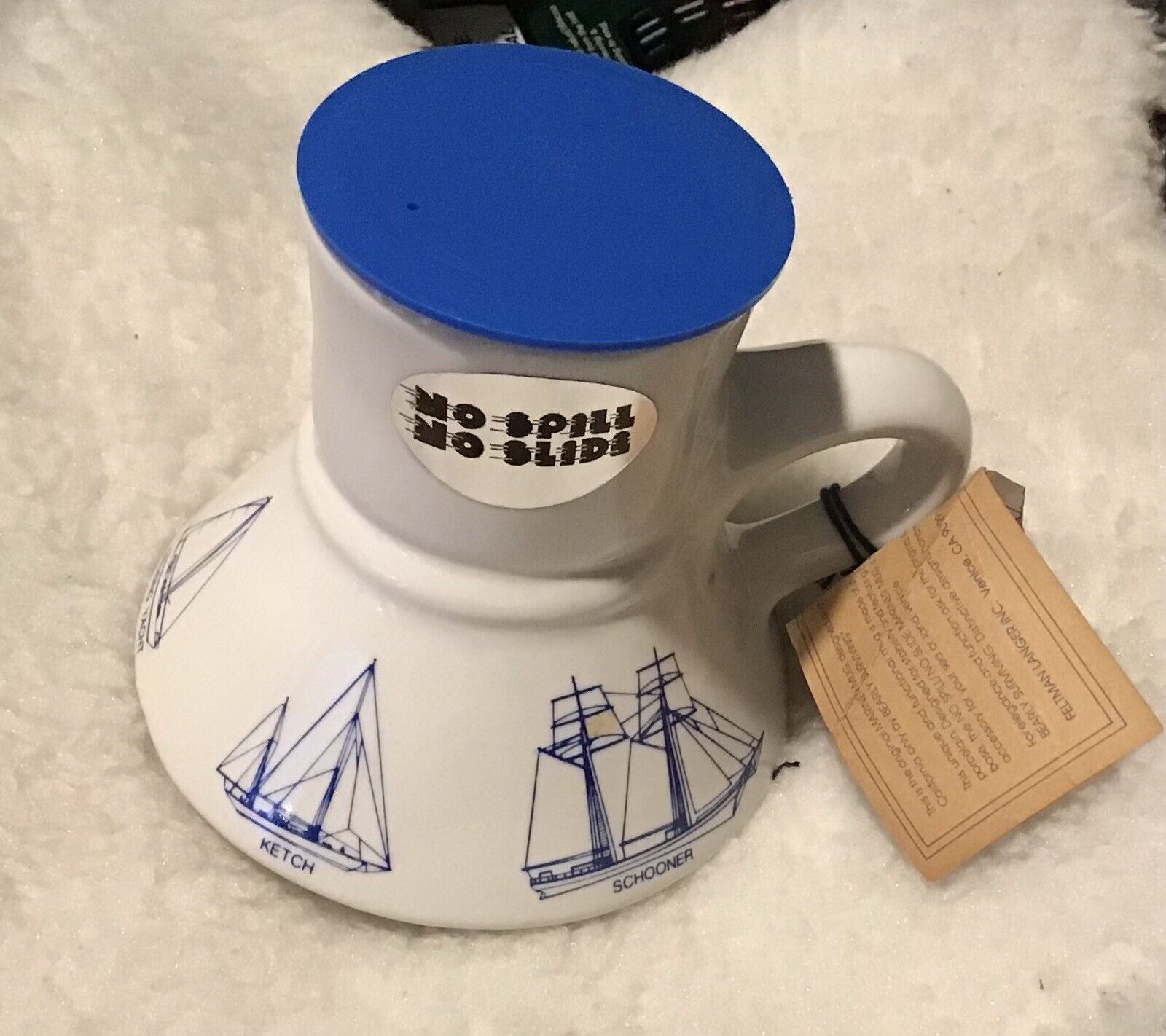 Vtg 1979 BEARLY SURVIVING Sailboat Nautical Porcelain with Original Box.