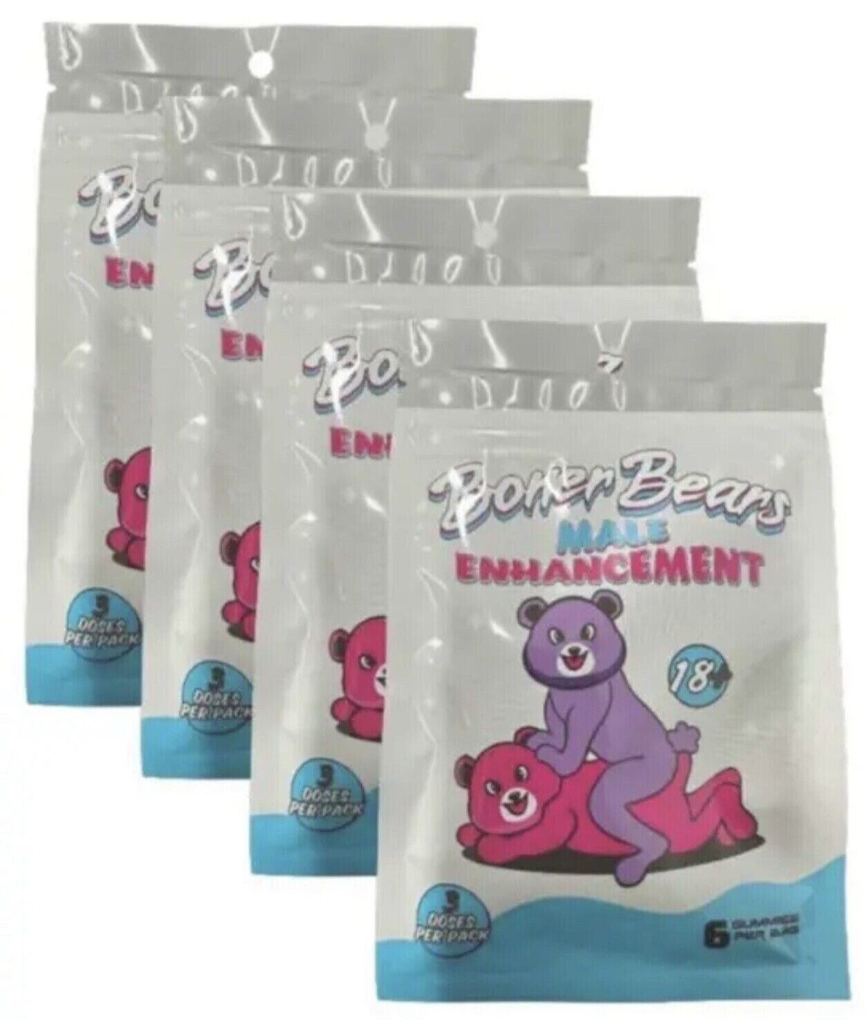 Boner Bear Male Enhancement (4 Packs) Gummies 3 Doses per Bag, MAX EFFECT